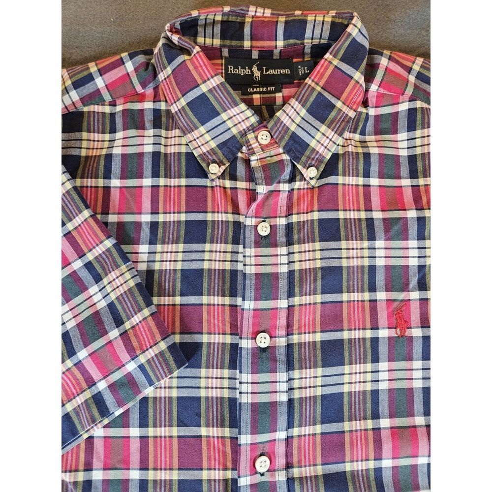 Ralph Lauren Button Dn Shirt Men's XL Multicolor‎ Plaid Short Sleeve Lightweight